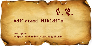 Vértesi Miklós névjegykártya